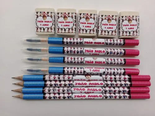 Kit Lápis com Caneta e Borracha Personalizado Roblox