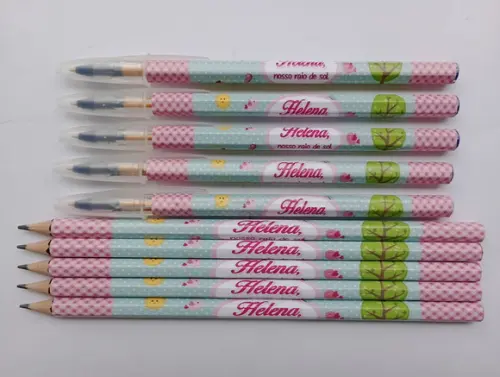Kit Lápis com Caneta Personalizada Jardim Encantado