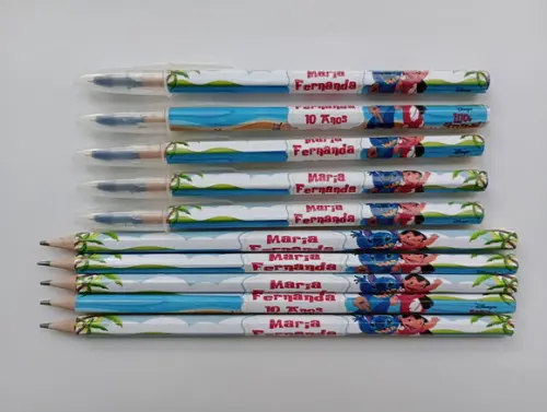 Kit Lápis com Caneta Personalizada Lilo e Stitch