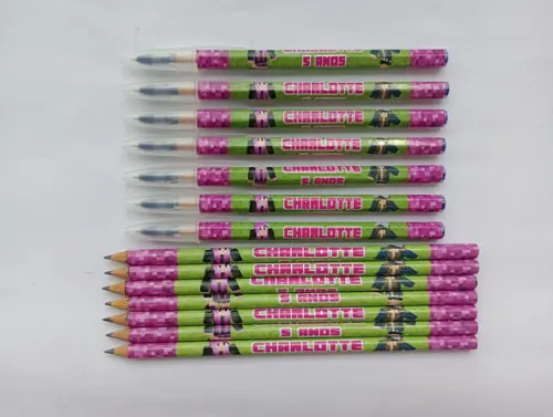 Kit Lápis com Caneta Personalizada Minecraft Menina