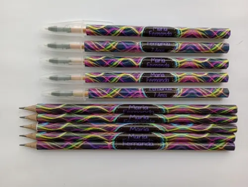 Kit Lápis com Caneta Personalizada Neon