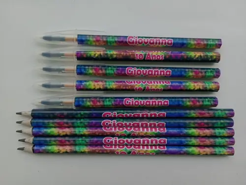 Kit Lápis com Caneta Personalizada Neon