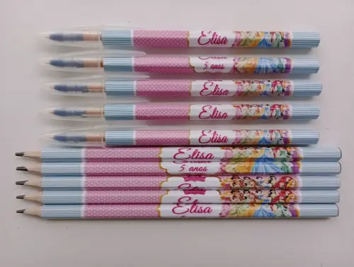 Kit Lápis com Caneta Personalizada Princesas