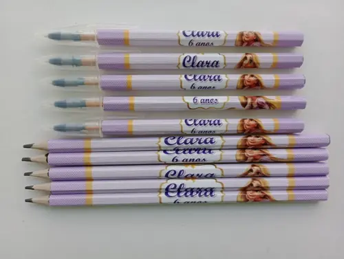 Kit Lápis com Caneta Personalizada Rapunzel