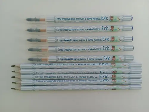 Kit Lápis com Caneta Personalizada Ursinho Aviador