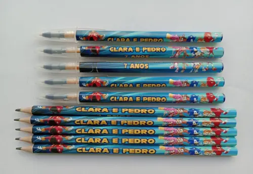 Kit Lápis com Caneta Personalizada Sonic