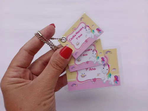 Kit Tag Plastificada para Mochila, Lancheira e Estojo