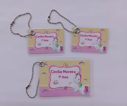 Kit Tag Plastificada para Mochila, Lancheira e Estojo
