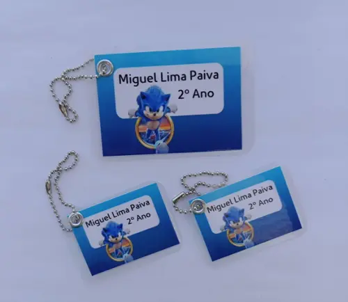 Kit Tag Plastificada para Mochila, Lancheira e Estojo