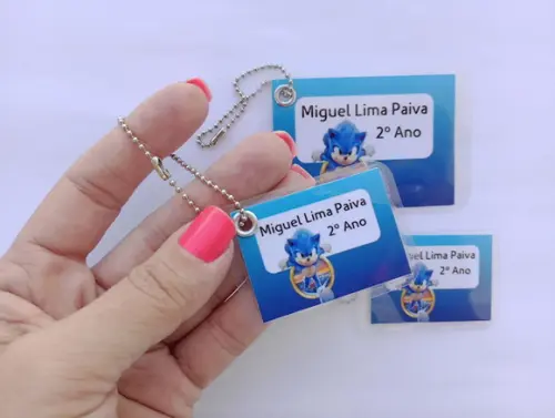 Kit Tag Plastificada para Mochila, Lancheira e Estojo