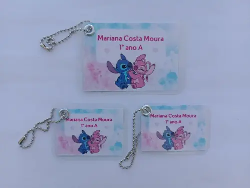 Kit Tag Plastificada para Mochila, Lancheira e Estojo