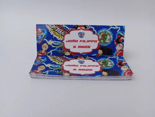 Lapela 10 x 3,5cm + Saquinho Celofane Beyblade