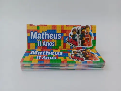 Lapela 10 x 3,5cm + Saquinho Celofane Lego