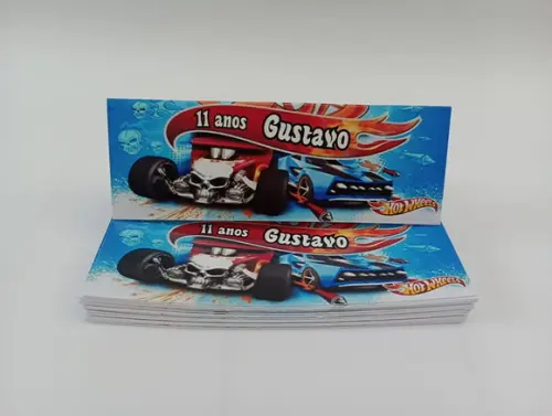 Lapela 10 x 3,5cm + Saquinho Celofane Hotwheels