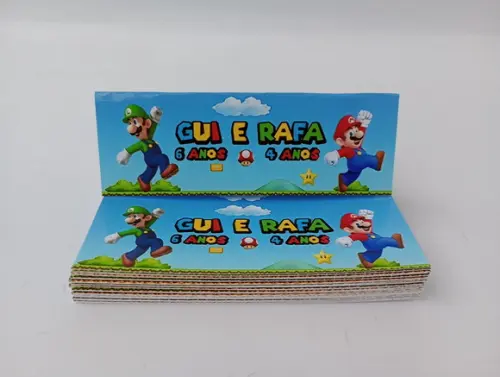 Lapela 10 x 3,5cm + Saquinho Celofane Super Mario