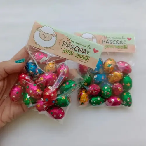 Lapela 10x3,5cm de Páscoa + Saquinho Celofane
