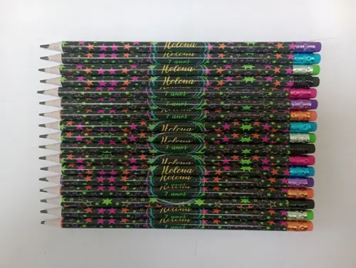 Lápis com Borracha Neon