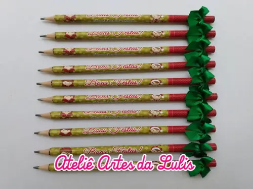 Lápis Personalizado de Natal com Lacinho