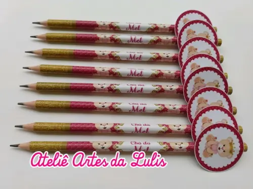 Lápis Personalizado Ursinha Princesa com Tag