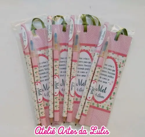 Marcador de Livro + Caneta + Lápis Cactos e Lhama