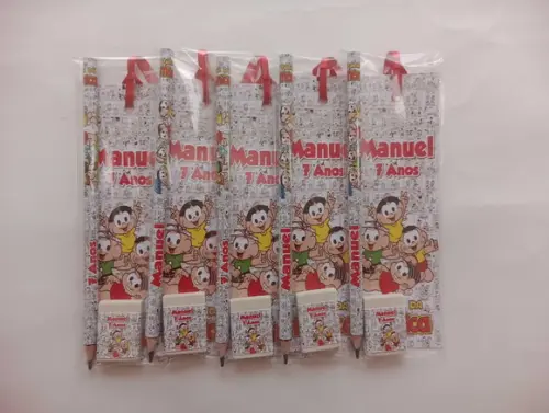 Marcador de Livro + Lápis + Borracha Turma da Mônica