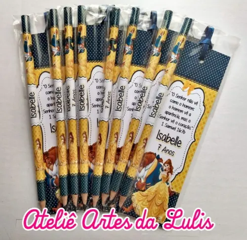 Marcador de Livro + Lápis a Bela e a Fera