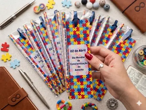 Marcador de Livro + Lápis Autismo