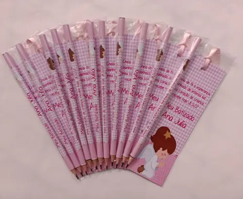 Marcador de Livro + Lápis Batizado Menina