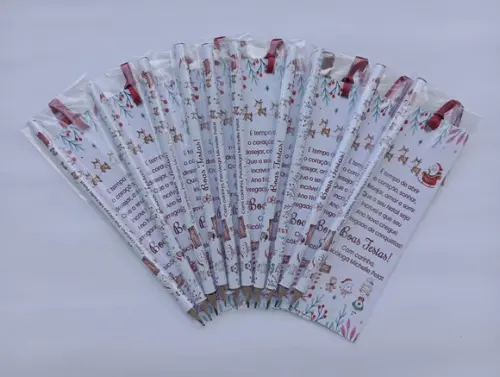 Marcador de Livro + Lápis Boas Festas Aquarela