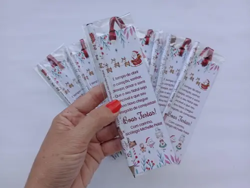 Marcador de Livro + Lápis Boas Festas Aquarela