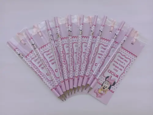 Marcador de Livro + Lápis Minnie Baby
