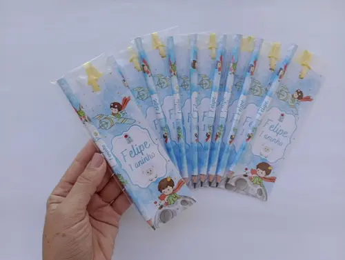 Marcador de Livro + Lápis Pequeno Príncipe Aquarela