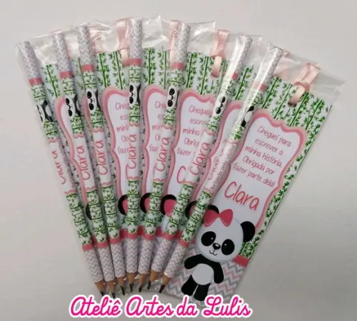 Marcador de Livro + Lápis Ursinho Panda