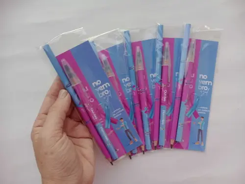Marcador de Livro +caneta +lápis Outubro Rosa/novembro Azul