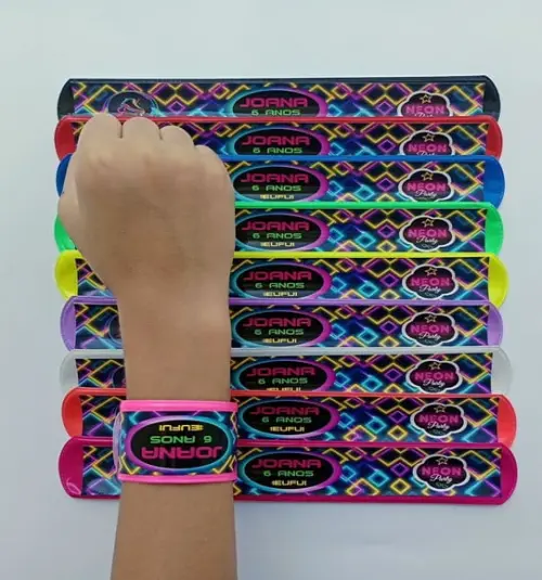 Pulseira Bate Enrola Festa Neon Cores Sortidas
