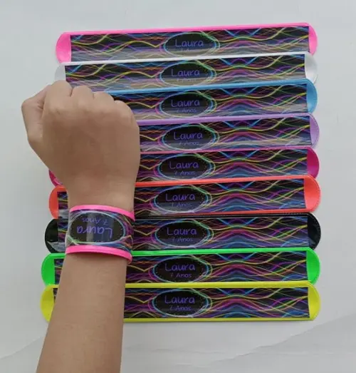 Pulseira Bate Enrola Festa Neon Cores Sortidas