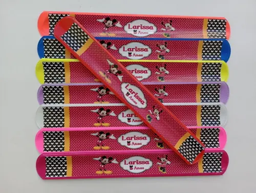 Pulseira Bate Enrola Mickey e Minnie Cores Sortidas