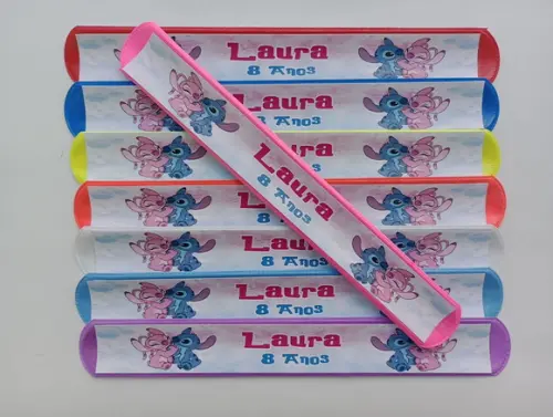 Pulseira Bate Enrola Stitch e Angel Cores Sortidas