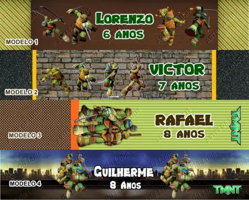 Pulseira Bate Enrola Tartaruga Ninja Cores Sortidas