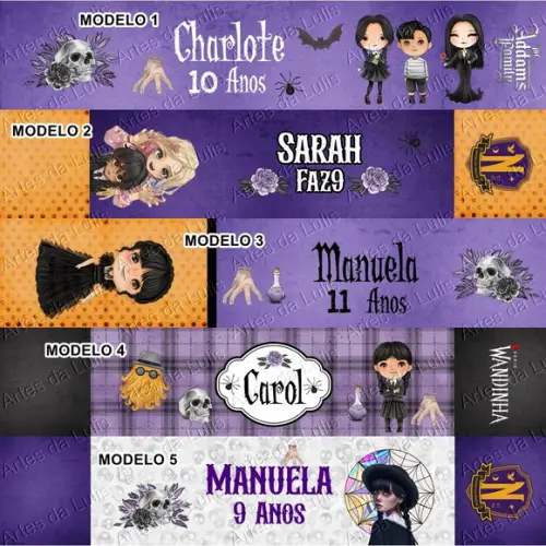 Pulseira Bate Enrola Wandinha Cores Sortidas