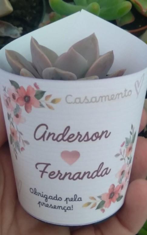 Lembrancinha Suculenta - Rótulo Floral Casamento