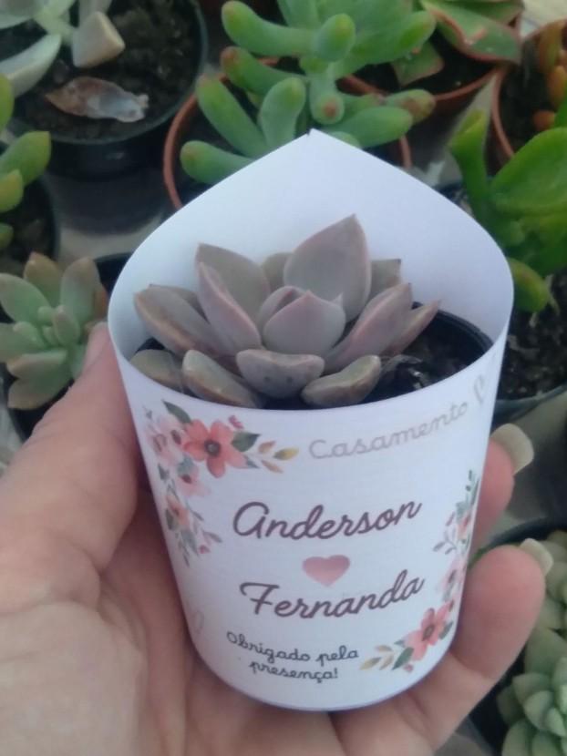 Lembrancinha Suculenta - Rótulo Floral Casamento