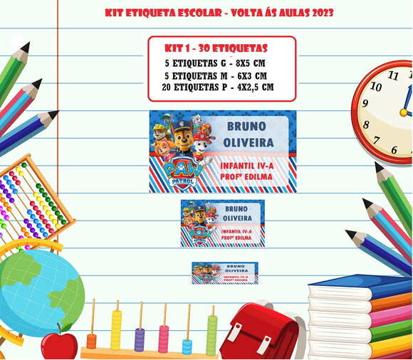 Kit 1 Etiqueta Volta as Aulas - Econômico