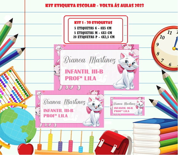 Kit 1 Etiqueta Volta as Aulas - Econômico Meninas