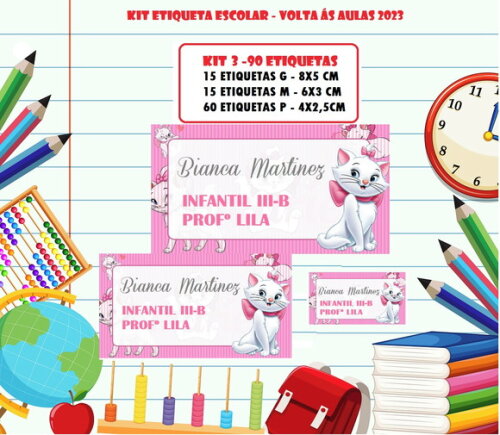 Kit 3 Etiqueta Volta as Aulas - Gatinha Marie