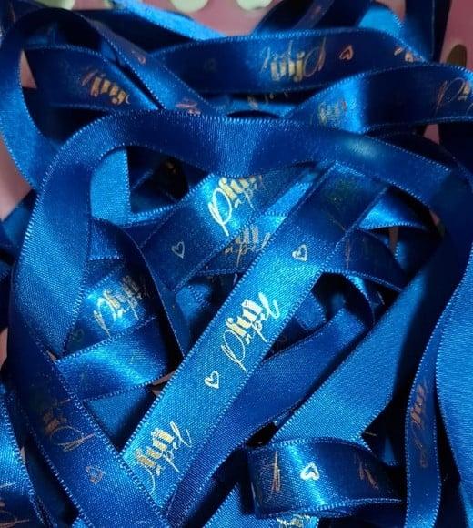 50m Fita Cetim Personalizada 15mm Imp. Dourada (leia a Descriçã