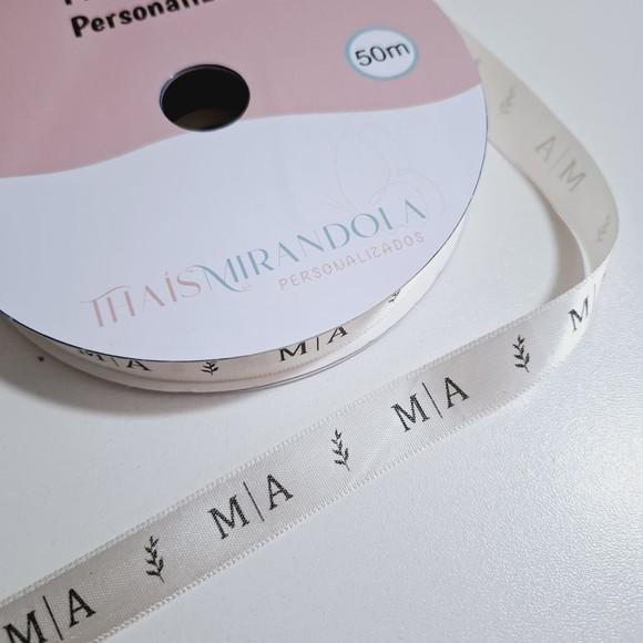 50m Fita Cetim Personalizada 15mm Imp. Preta (leia a Descrição)