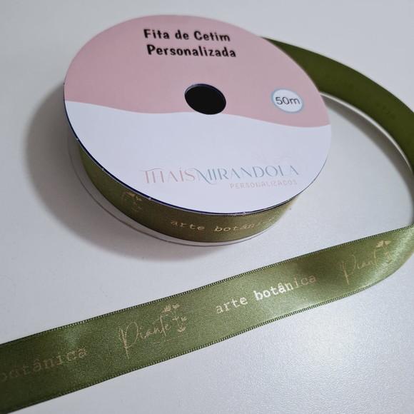50m Fita Cetim Personalizada 22mm Imp. Dourada (leia a Descriçã