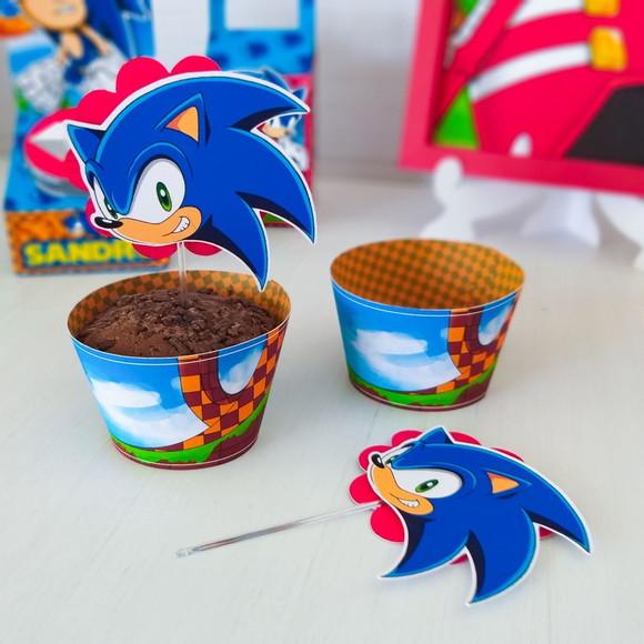12 Saias Cupcake + Topper Sonic