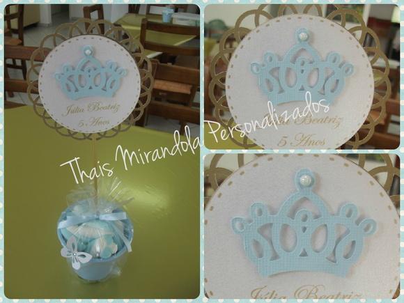10 toppers Alto 3D Coroa/Princesas